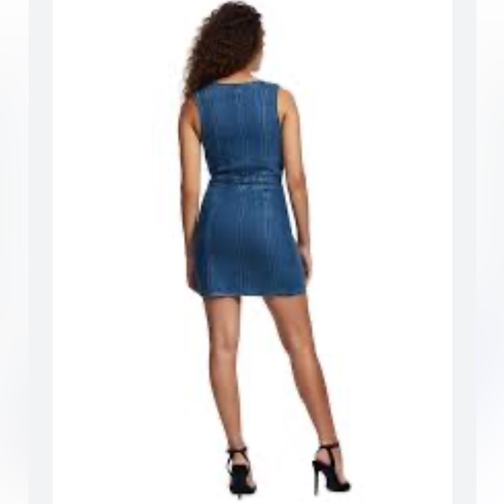 True Religion zip up Blue denim/jean Sheath Midi Dress XL - Picture 11 of 11